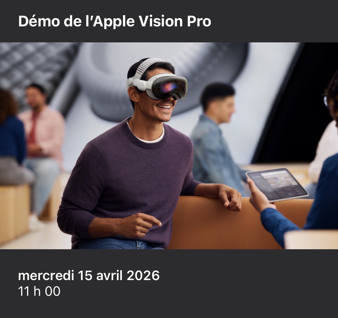 iMathTechs's tweet image. Demain, je retourne tester l’Apple Vision Pro en Apple Store 😎
Honnêtement… la première fois m’a déjà bluffé.

#AppleVisionPro #Apple #Tech #XR #Innovation