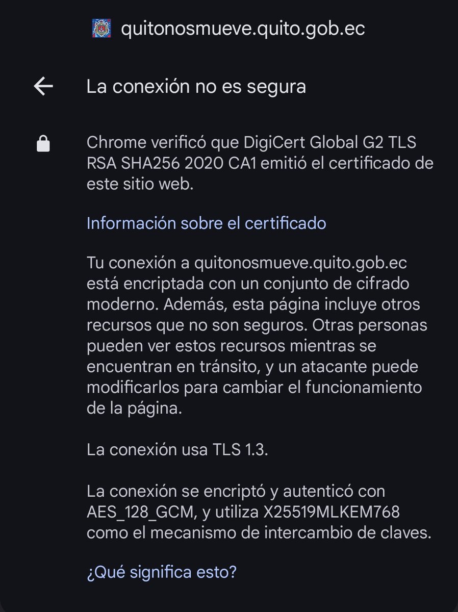 brboada's tweet photo. @PasajerosQuito @MunicipioQuito @pabelml @WilsonMerinoR Lean bien. Es el certificado del dominio. En la página donde se realizan recargas con tarjetas de crédito o débito. La información puede ser vulnerada. @campanaUIO @WilsonMerinoR https://t.co/hTCq09vnA2