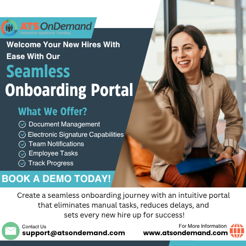 atsondemand's tweet photo. Your #onboarding process sets the tone. With our Onboarding Portal, eliminate paperwork, #automate tasks, & get #newhires productive faster. Book a demo today! https://t.co/mKw7Vs2Q5E #ATS #Recruiting #RecruitingSoftware #Hiring #HR #HRTech #HRTools #SmallBiz https://t.co/7mnqAr8qrF