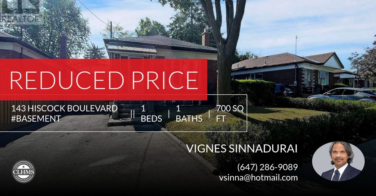 sellwithvignes's tweet photo. 📍 Reduced Price 📍 This recently reduced home at 143 Hiscock Boulevard #basement in Toronto (woburn) won't last long, so, don't wait to set up a showing! Reach out here or at (647) 286-9089 for more information!

Vignes Sinnadurai https://t.co/t2DQ2KbINA https://t.co/c2FyMNm62R