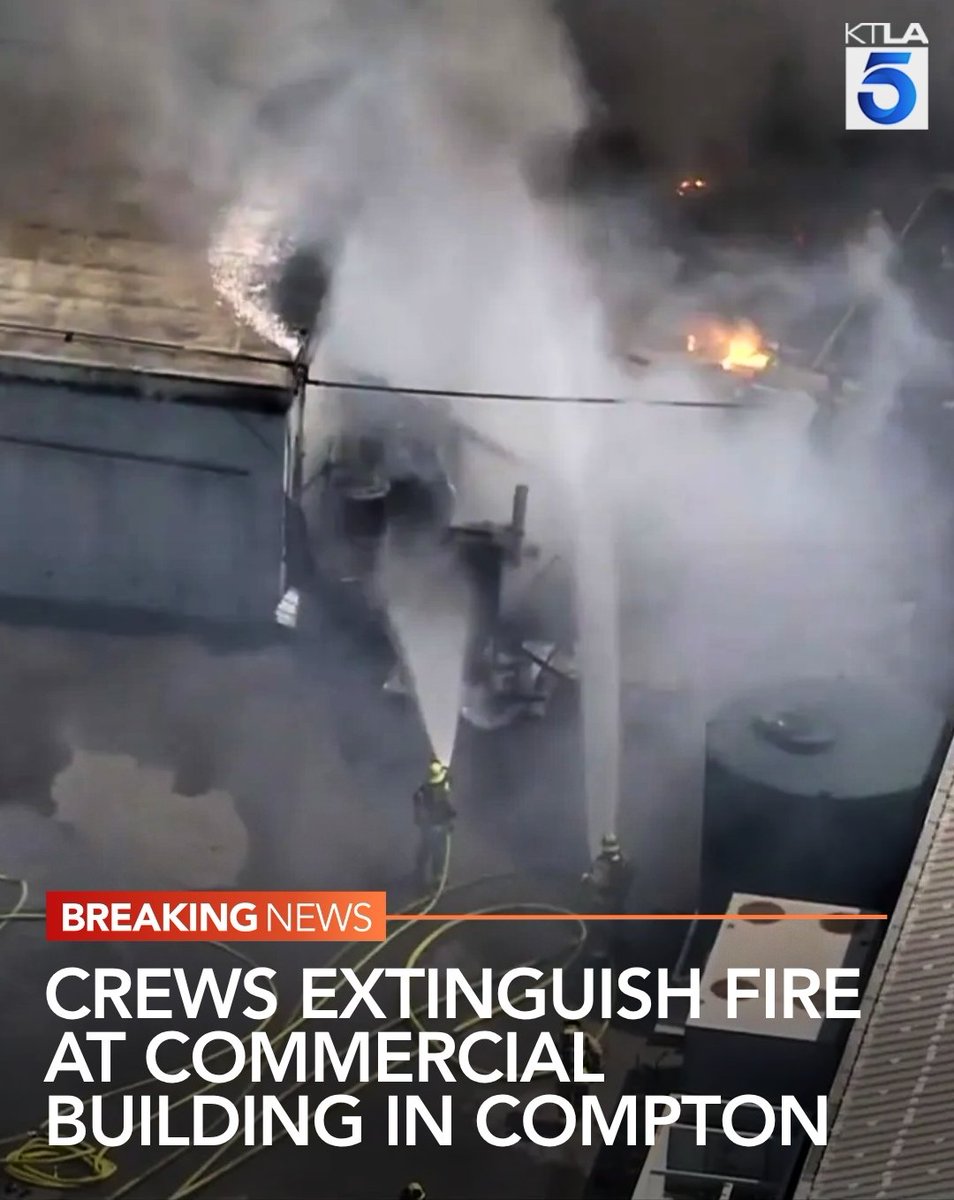 #BreakingNews: Fire crews battled and extinguished a large commercial fire in Compton on Tuesday morning. ktla.com/news/local-new…
