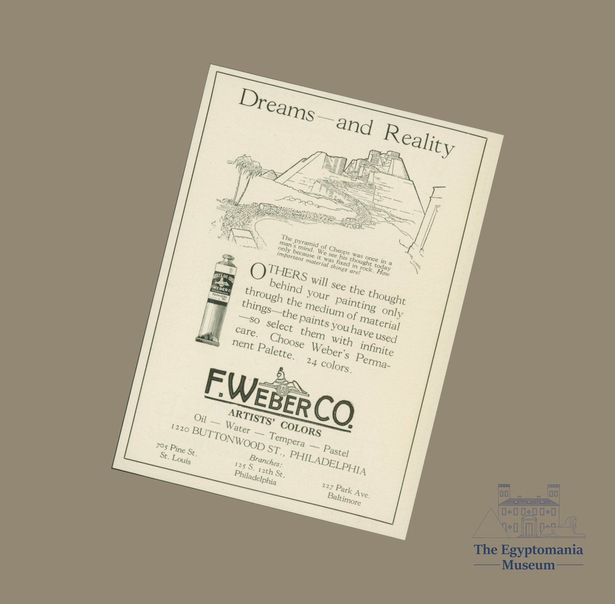 EgyptomaniaMuse's tweet image. Day 104 of #photoaday 

The oldest art materials company in the United States, not only had a Sphinx logo, but used ancient Egypt to advertise its products 

#365days #365daychallenge #365photodaychallenge