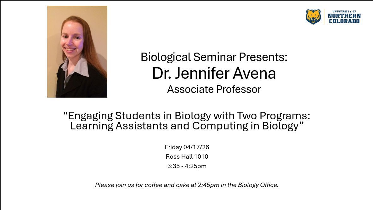 UNCOBio's tweet photo. Seminar this week! https://t.co/NgtZbMZxfN