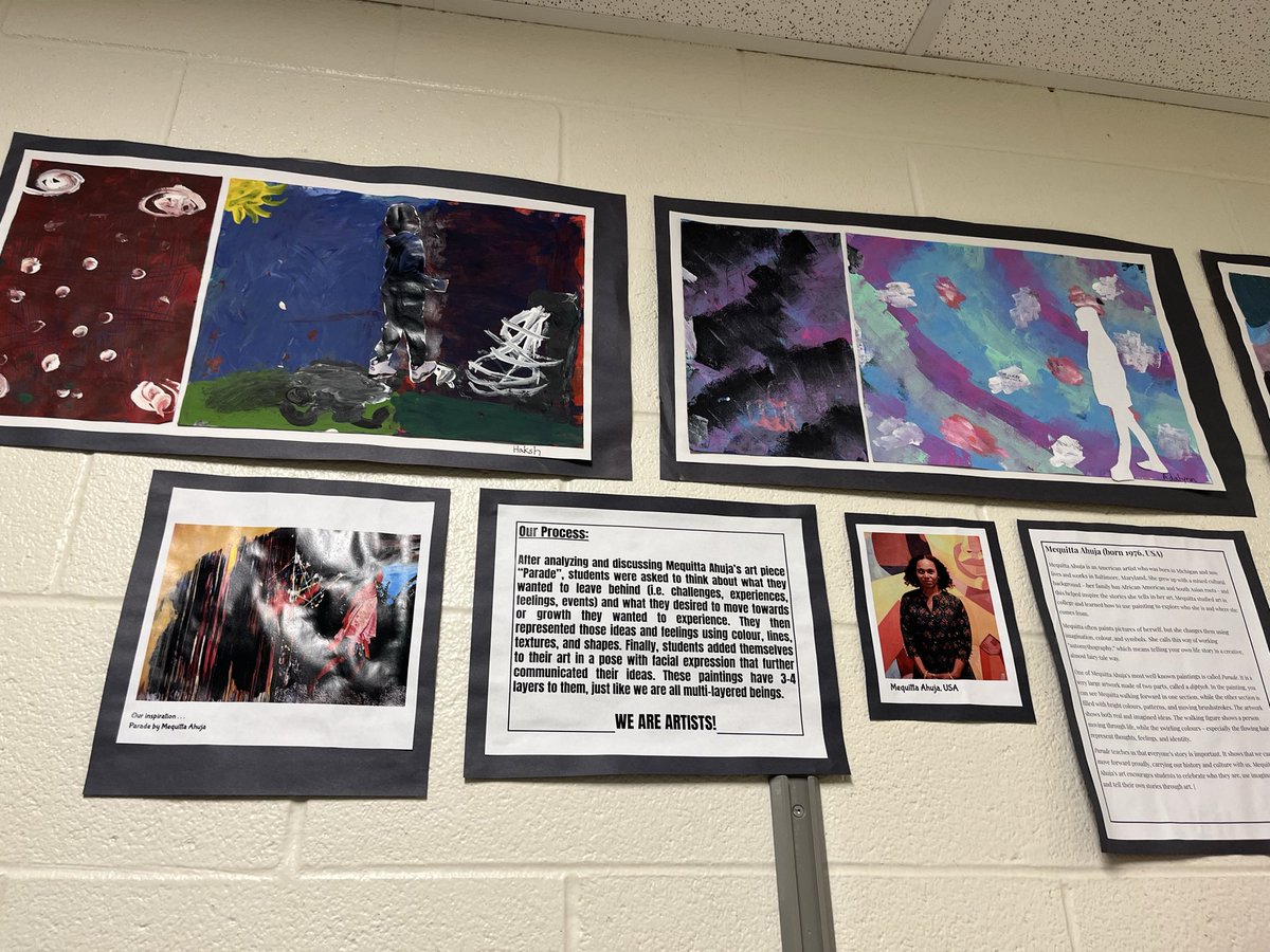 margaret_ps's tweet image. What do you want to leave behind? Art to express growth and our multi layers as humans! Great reflections grade 4/5s! #MargaretProud #moveforward #colours #shapes #lines #texture #expression #reflect 💜💙