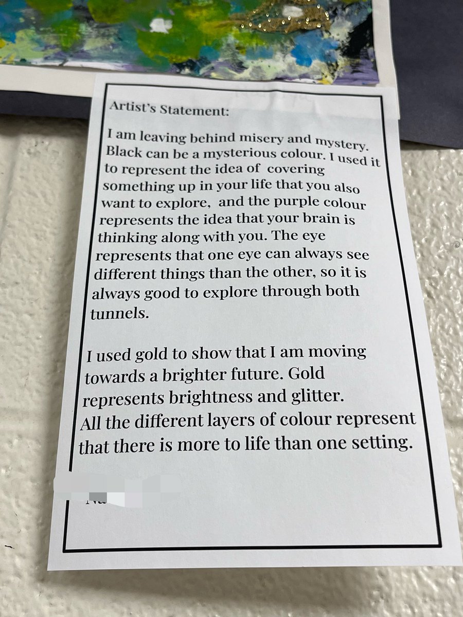 margaret_ps's tweet image. What do you want to leave behind? Art to express growth and our multi layers as humans! Great reflections grade 4/5s! #MargaretProud #moveforward #colours #shapes #lines #texture #expression #reflect 💜💙