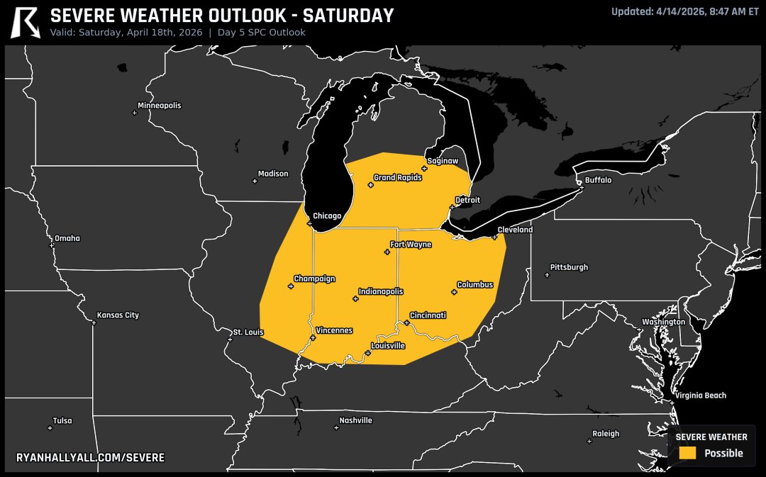 ryanhallyall's tweet image. The severe weather and damaging wind potential moves east on Saturday... No end in sight for this severe weather sequence...