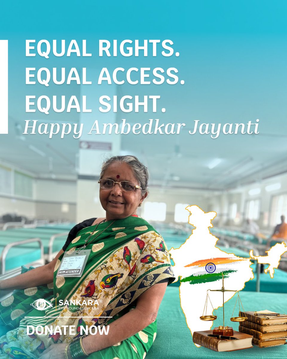 sankaraeye's tweet image. On B. R. Ambedkar Jayanti, we’re reminded: no one should be limited by birth. Yet millions still lose sight to treatable cataracts due to access gaps. $50 can restore vision. Change a life today. #EqualityForAll #VisionForAll