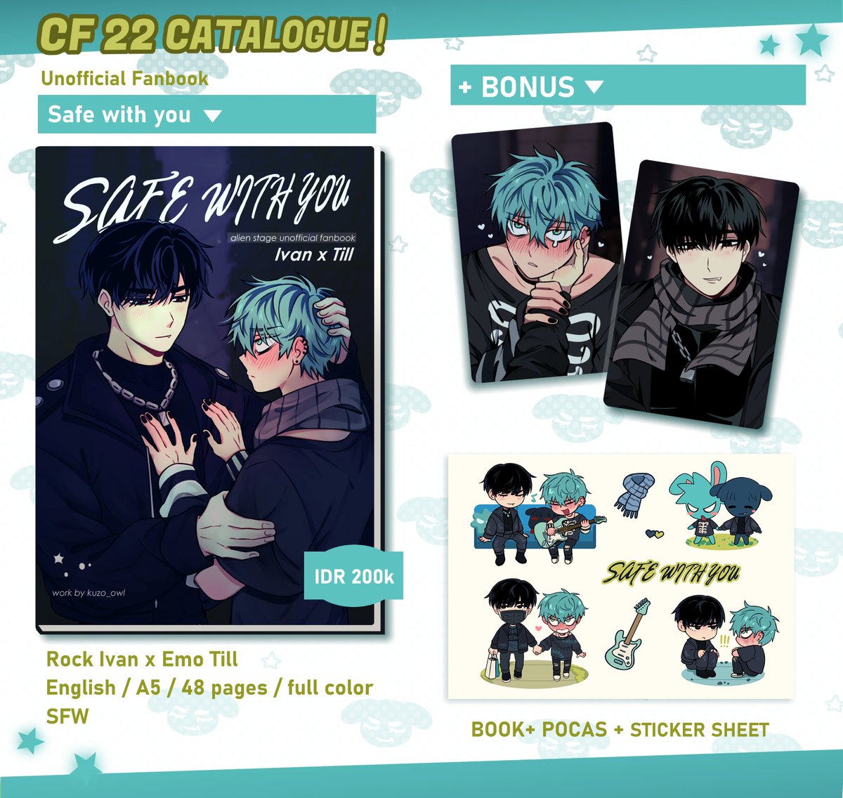 Kuzo_owl's tweet image. 🖤 + RT are appreciated!!

pre-order open for our #CF22 ivantill circle!

📅14th~21th April (Local Pickup)
💚International + Mail Order!

more info/links in replies! 🔽
#comifuro22 #cf22catalogue