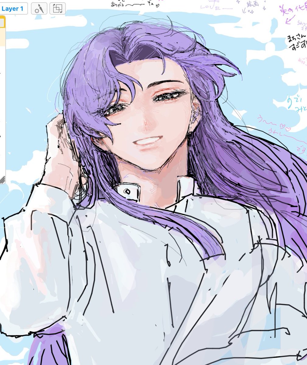 絵チャ来ていただいた方々マージでありがとうございました‼️‼️‼️眼福だーーー😭😭😭✨✨ 私は顔以外何も終わって無さすぎだけど一旦載せる