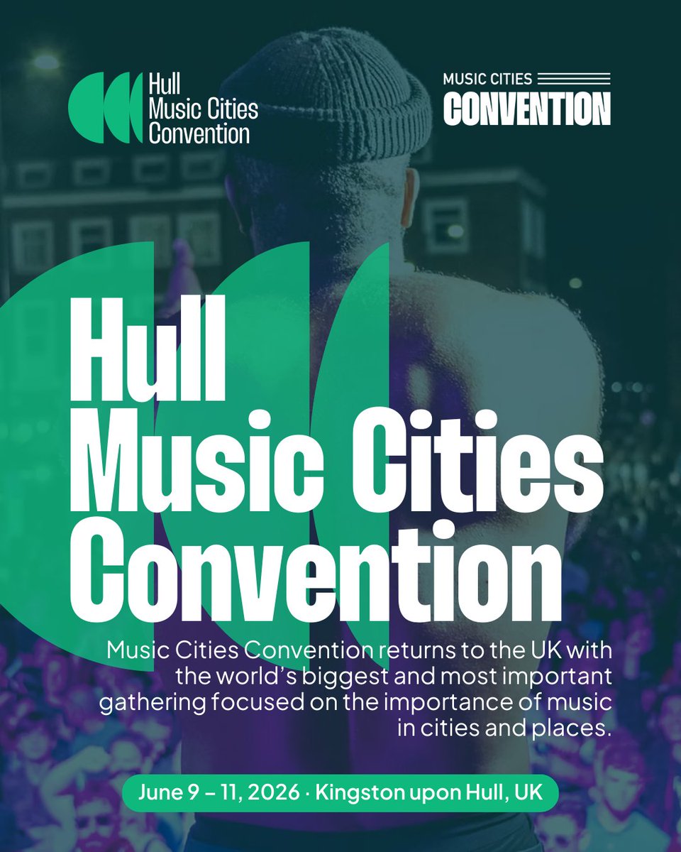 TheSMIA's tweet photo. This June, Music Cities Convention returns to the UK, bringing together city leaders, policy makers and industry innovators to explore how music shapes cities.

📅 9-11 June 2026
📍 Kingston upon Hull, UK

🔗 https://t.co/2Kn70XkNrb https://t.co/lMFwCG7W6O