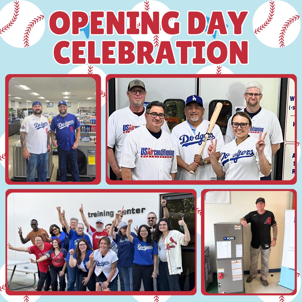 USACD's tweet photo. With baseball season kicking off, that can only mean one thing... the heat is on its way! Check out our team celebrating Opening Day early this month and welcoming the warmer days ahead. https://t.co/pw4J8WKJuK