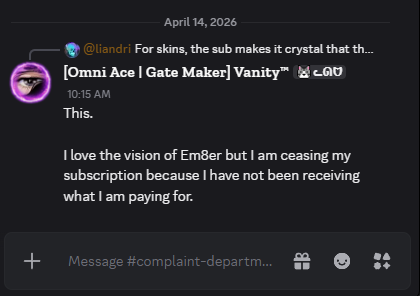 Victummz's tweet photo. Em-8ER backer Liandri calls out Grummz for vague posts and failures to fulfill responsibilities to backers. https://t.co/c43FsLZwkF