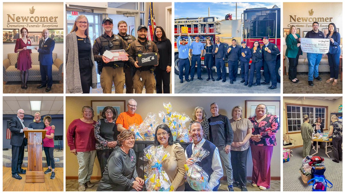 NFSGCareers's tweet photo. At Newcomer, we love showing how much we care for our communities - appreciating local law enforcement &amp; emergency services personnel, filling Easter baskets &amp; school backpacks &amp; presenting donations to organizations that help those in need. #care #newcomerfuneralservicegrouplife https://t.co/YtKbyjfikt