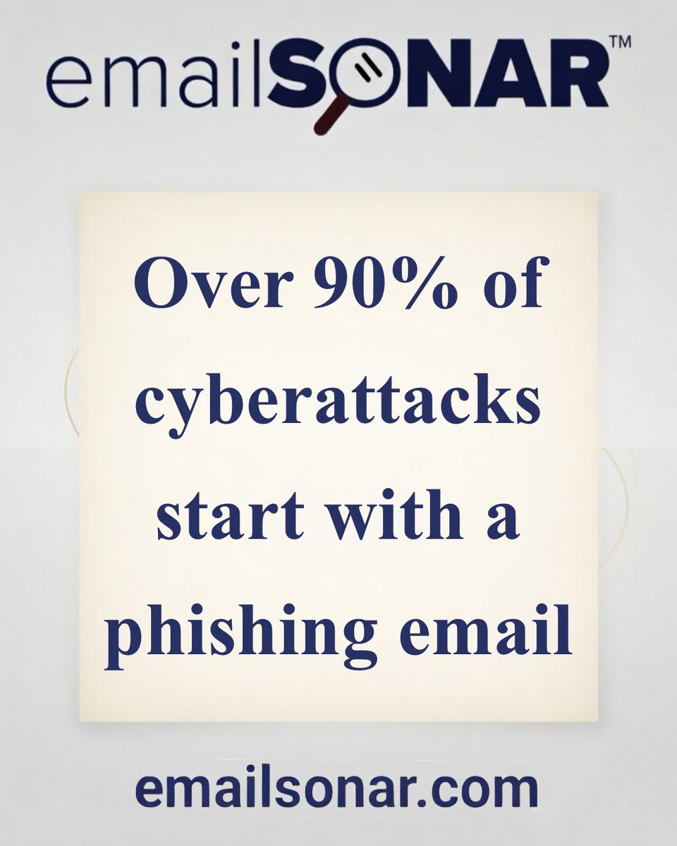 emailSONAR's tweet image. Most cyberattacks start with a single email. That means your inbox is the front line. When you’re unsure, emailSONAR gives you a fast, simple way to know if an email is safe or a threat.

#cybersecurity #phishing #emailsecurity #onlinesafety #infosec