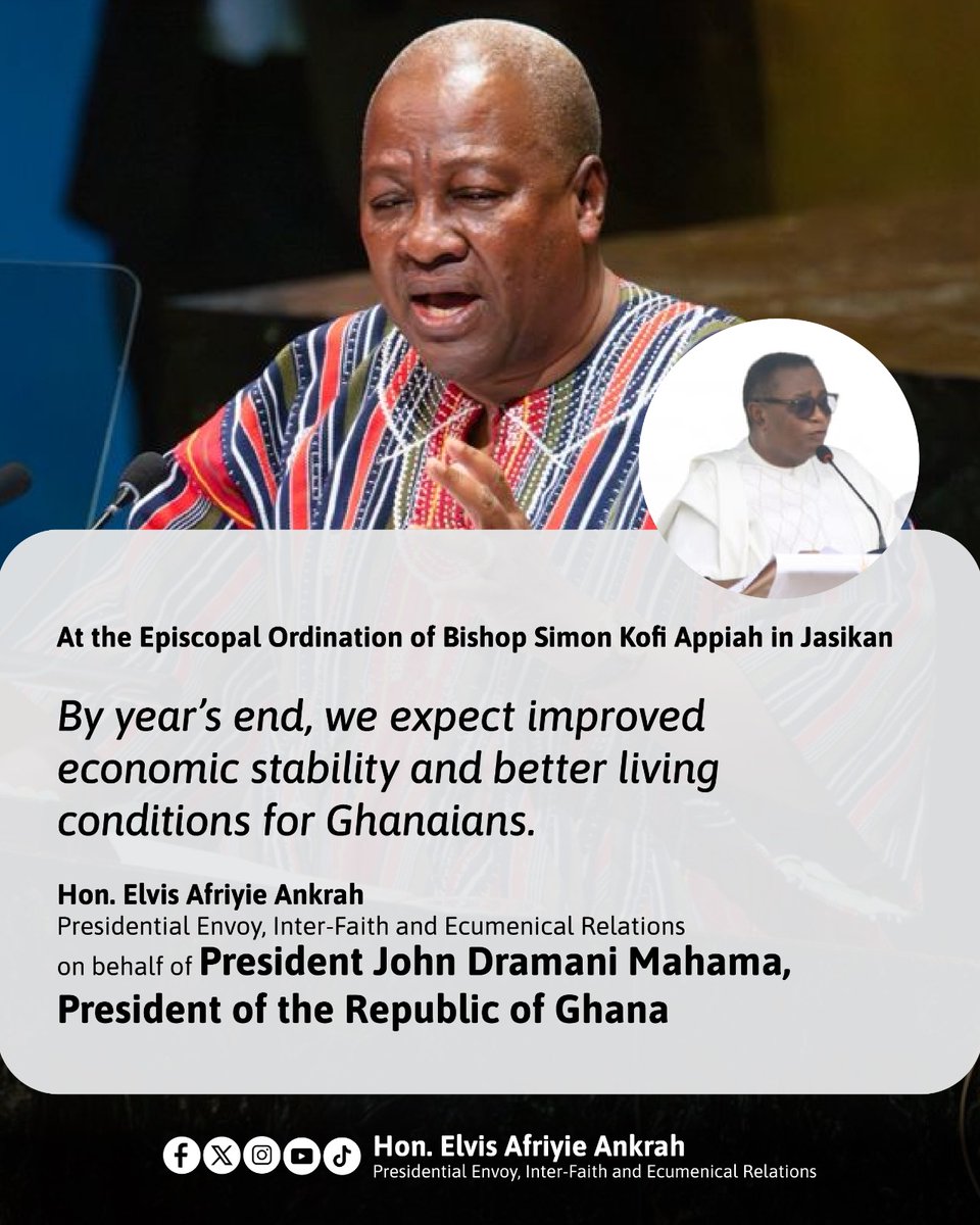 Afriyie_Ankrah's tweet image. 📌EXCERPTS of speech delivered on behalf of His Excellency @JDMahama at the Episcopal Ordination and Installation of Rev. Monsignor Simon Kofi Appiah (PhD), Bishop of the Catholic Diocese of Jasikan in Volta Region.

1/2👇

#FaithInAction  #CatholicChurch @highlight