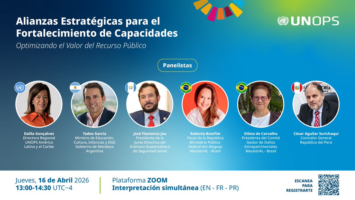 📣 Únete a “Alianzas para el Desarrollo: Optimizando el Valor del Recurso Público” en el Foro LAC 2026 🌍

Un diálogo con líderes de la región sobre alianzas, transparencia y resultados para la Agenda 2030

🗓️ 16 abril | ⏰ 13:00 (UTC-4)
🔗 bit.ly/UNOPS_ForoCEPA…