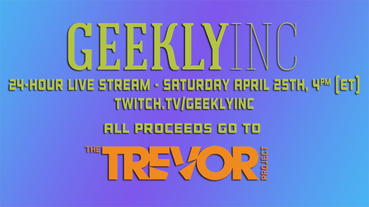 Noodzer's tweet photo. It's coming! April 25-26, the annual @GeeklyInc charity stream
https://t.co/TjLN7joQev https://t.co/vW0iYKHjPP