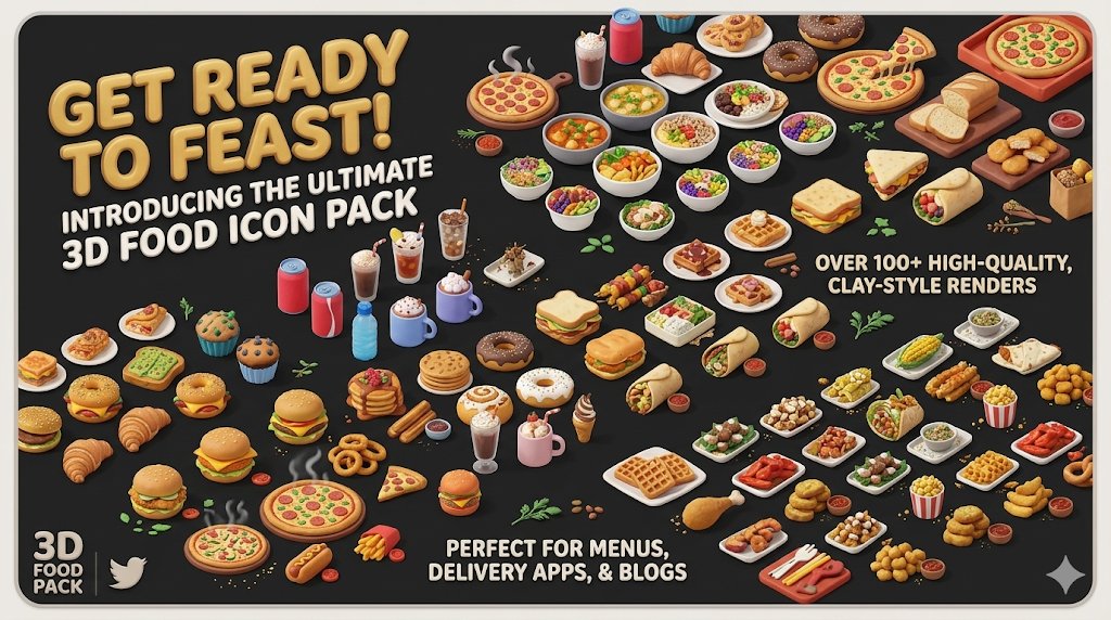 19design97's tweet image. Get ready to feast! 🍕🍔 Introducing the Ultimate 3D Food Icon Pack. Over 100+ high-quality, clay-style renders of your favorite dishes. Perfect for menus, delivery apps, and blogs. 

Dig in here: shop.akvioo.com 

#3DDesign #UIUX #DesignResources