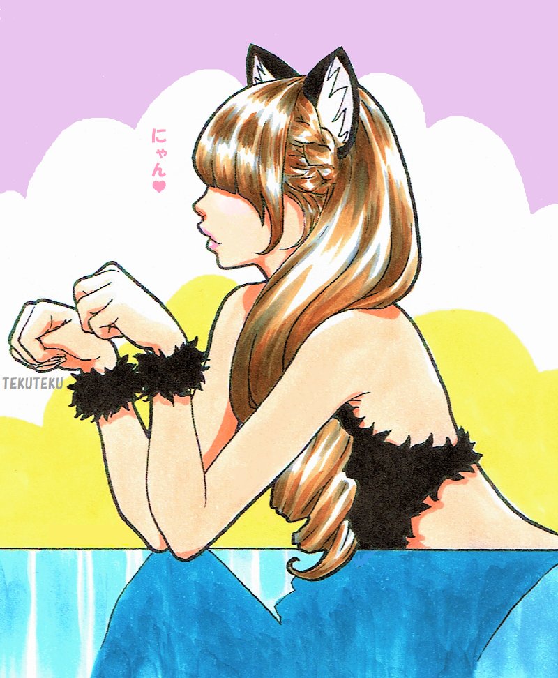 「にゃん #猫耳 #illustration #オリジナルイラスト」|TEKUTEKUのイラスト
