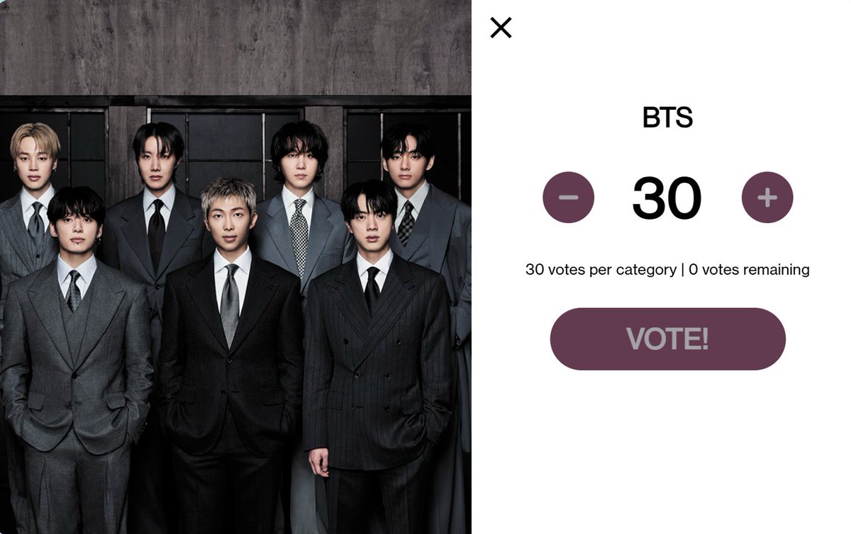 Zô vote cho BTS nào các vk ơi, mỗi hạng mục 30 vote nha các vk💪
Artist of The Year 
Song of The Summer 
Best Male K-pop Artist
link: vote.theamas.com/artist-of-the-…