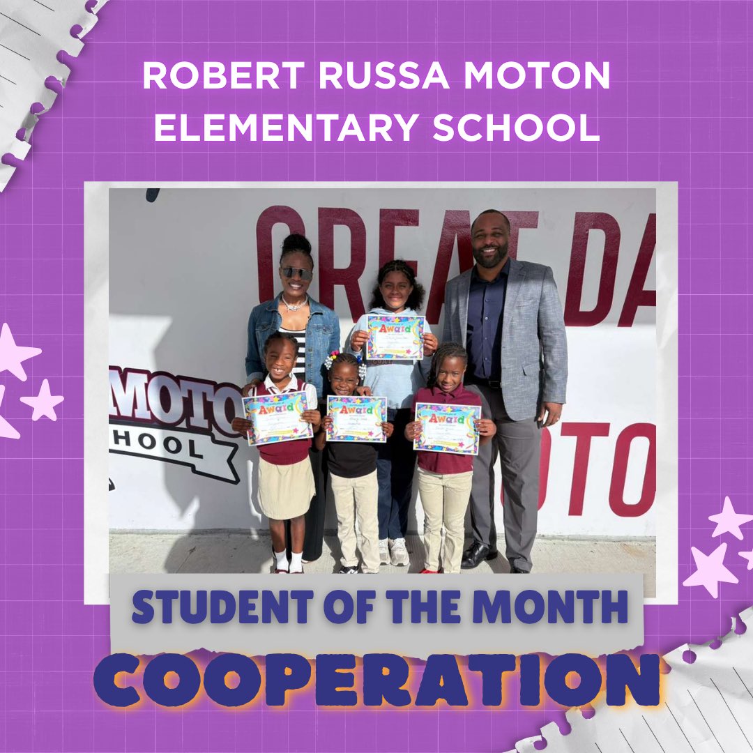 motonjaguars's tweet image. R.R. Moton Elementary Student of the Month🏆 For the value of Cooperation 💜Congratulations Jaguars! 🐾 

R.R. Moton Elementary Estudiantes del Mes 🏆 Por el valor de Cooperación 💜 ¡Felicidades Jaguares! 🐾

#YourBestChoiceMDCPS #MDCPS #MDCPSSouth @suptdotres @mdcpssouth