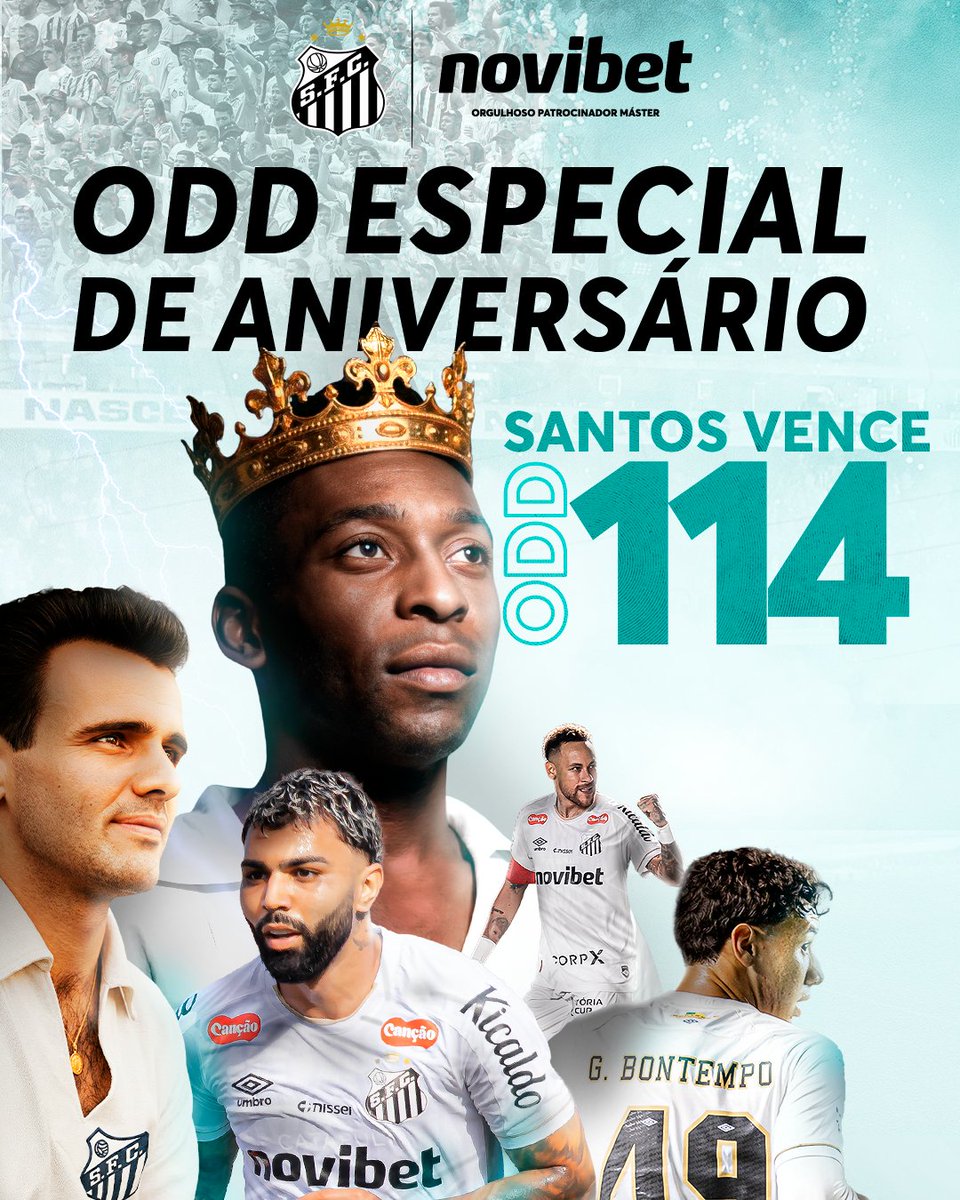 👑Hoje o Alvinegro Santista comemora 114 anos, de muita história e tradição. ⚽

🤍E a comemoração vem em forma de ODD 114 na Novibet: aposte R$1 na vitória do 🐋Peixe hoje e, se ganhar, você leva R$114 em aposta grátis! 🤩
🔗Link nos Stories
#Santos114Anos #Novibet #Santos