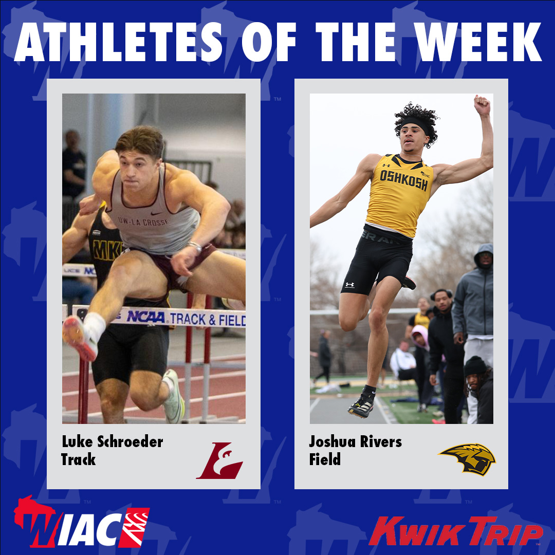wiacsports's tweet image. #WIACTF | @UWLAthletics Schroeder and Rivers Receive Kwik Trip Athlete of the Week Honors: bit.ly/484sB06

#ExcellenceInAction
#d3tf
