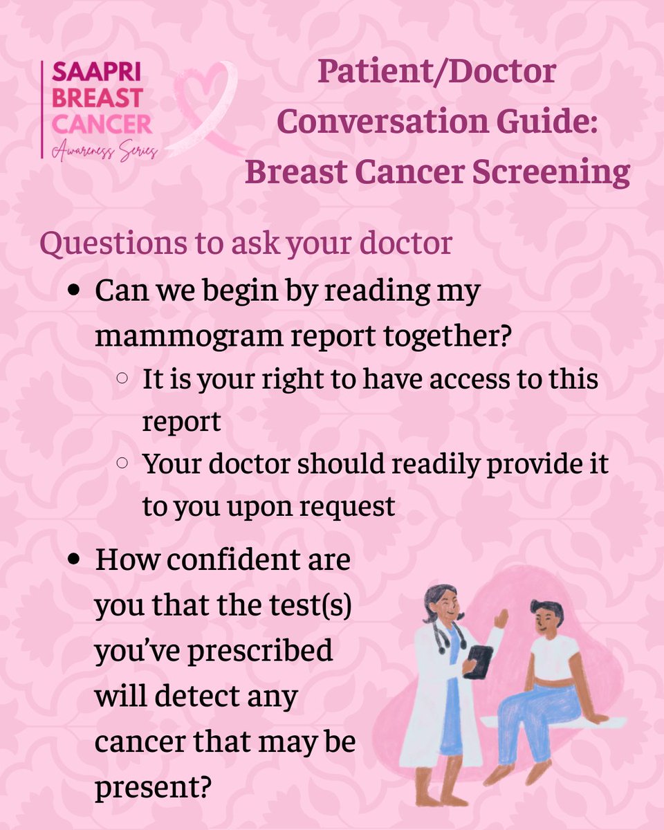 SAAPRIChicago's tweet photo. Talking to your healthcare provider about breast cancer screening options doesn’t have to be scary. This series on our report Breaking Barriers: Unpacking Breast Cancer Challenges &amp; Triumphs for South Asian Americans. https://t.co/ehMESf4nZM https://t.co/bs45FAG9FR