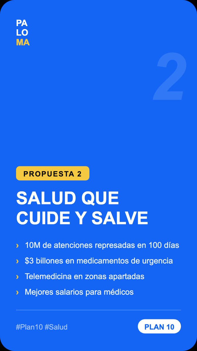 linamcardonag's tweet photo. Atención oportuna, médicos valorados y soluciones reales.

👉 La salud no puede esperar.

Es momento de que el sistema vuelva a cuidar a la gente. 🇨🇴

#Plan10 de Paloma Valencia #Salud https://t.co/lbIrNniW6a