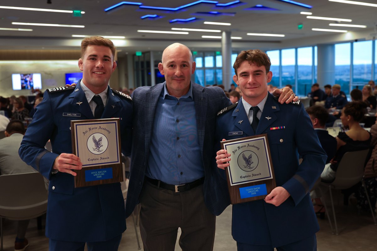 AF_Wrestle's tweet photo. This Tuesday, we recognize our Team Captain Award—honoring those who lead from the front, unify the team, and uphold the highest standards.
Our 2025–26 captains: C1C Tucker Owens and C1C Bryce Shelton.
#BandOfBirds
#DoHardThings
#MissionFirst https://t.co/t7rKj47ta5