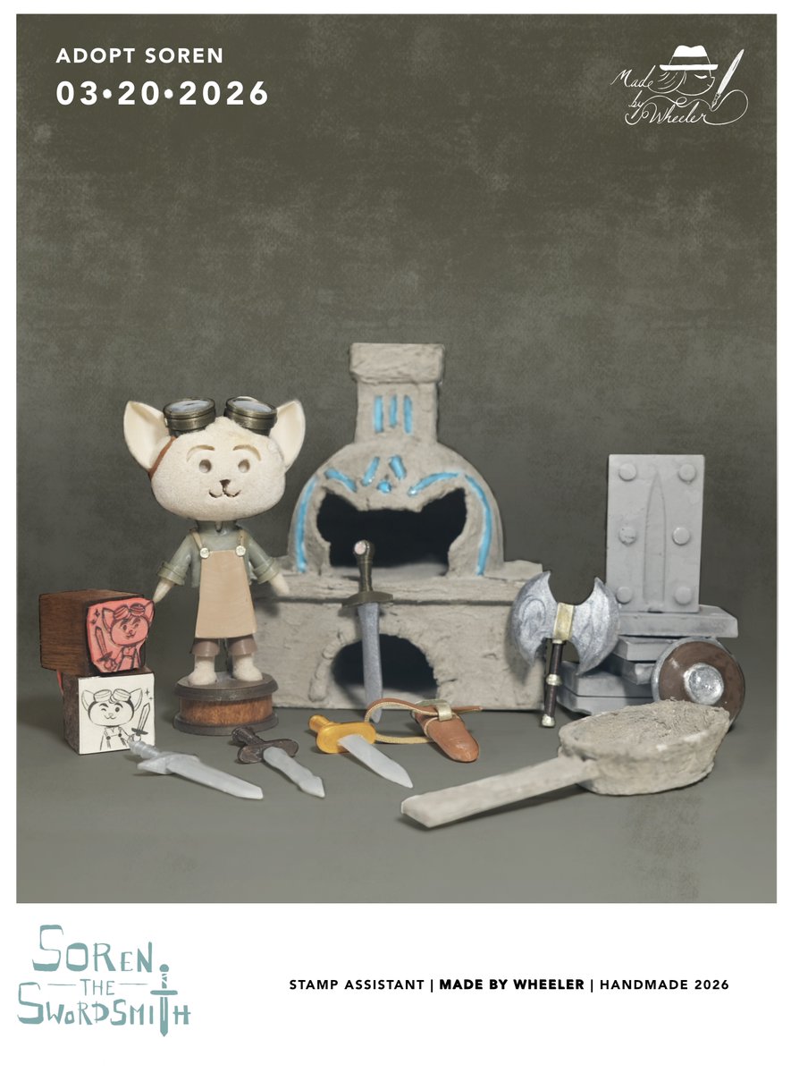 madebywheeler's tweet photo. Soren and his fully functional forge are currently live in my shop for pre-order (link in bio), and will be till April 30th at 11:59 PST.

Music - Knit for Dreamers by Tottomori.    #arttoy #HEMA #アートトイ #designertoy #blacksmith #miniatureart https://t.co/0H6pKO962C