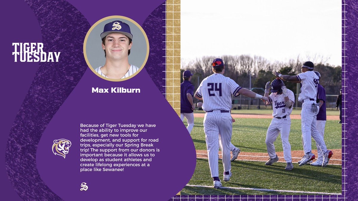 SewaneeBaseball's tweet photo. Hear from our players on what Tiger Tuesday has meant to them and how it has impacted their experience at Sewanee! https://t.co/mbqL925C93