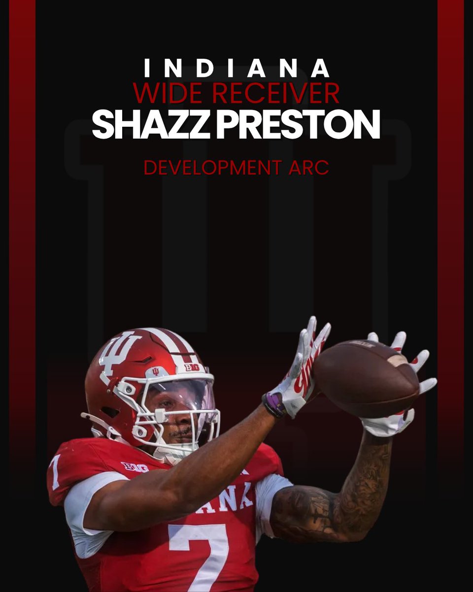 HoosierIsh's tweet image. Shazz Preston has the opportunity to make a splash this season.

He is now in an offense that’s designed for WR success, due to isolation. 

His career has shown an increase in both production and opportunity:

2024 (Tulane):
🔘111 snaps
🔘99 yards, 2 TDs

2025 (Tulane):
🔘554