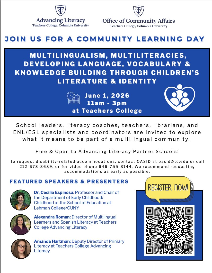 TCAdvancingLit's tweet image. Spend the day with us learning!

#teachers
#literacy
#learning
#multilingualism