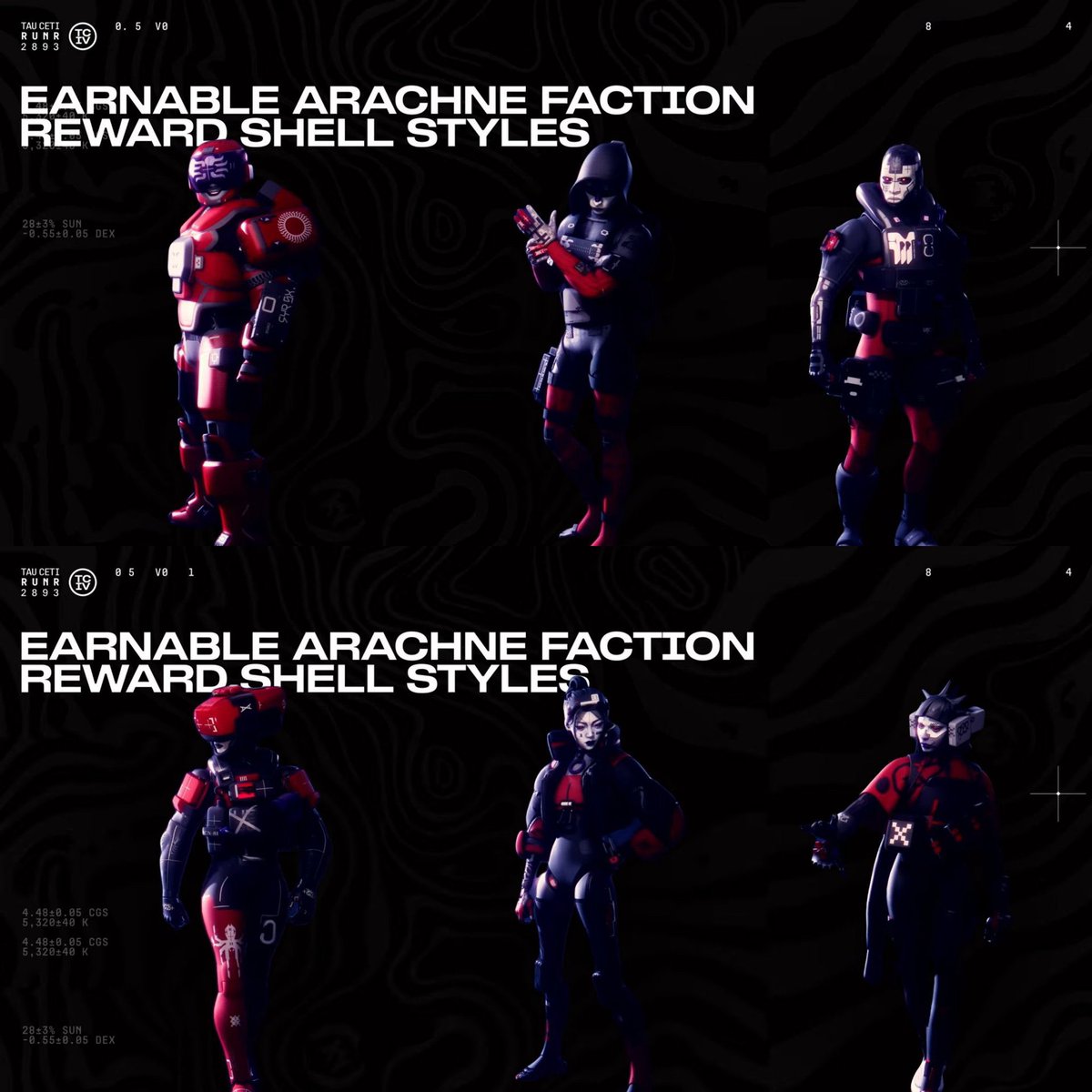 MarathonHubBR's tweet photo. Novas skins da Arachne desbloqueadas através dos desafios do Códice! 

#marathonthegame https://t.co/brm6spIpHG