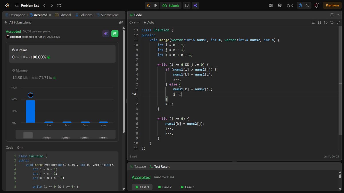 aryanmh0's tweet photo. Holo.....Developers
My leetcode profile : https://t.co/GAAdNYG3ga
#Day13
#88 (easy) : Merge Sorted Array
Concept : #PrefixSum
#DSA #Datastructure #faang #cpp #LeetCode
@Google https://t.co/uHbsQoqN7Y