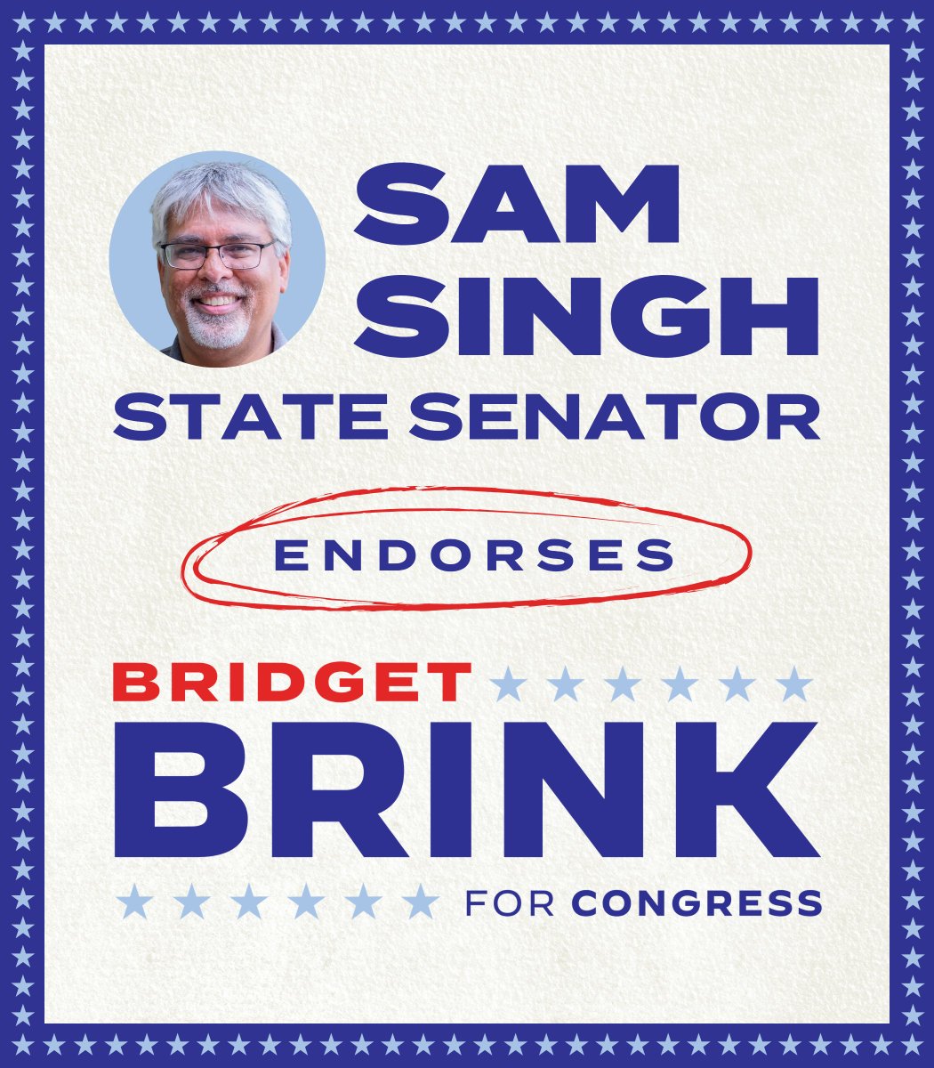 AmbBridgetBrink's tweet photo. State Senator Sam Singh (@singhsam94) represents the very best of mid-Michigan. From East Lansing City Hall to the State Capitol, Sen. Singh has dedicated his life to serving our community. I am honored and humbled to receive his endorsement to flip Michigan's 7th District. https://t.co/5ouCpxrnxw