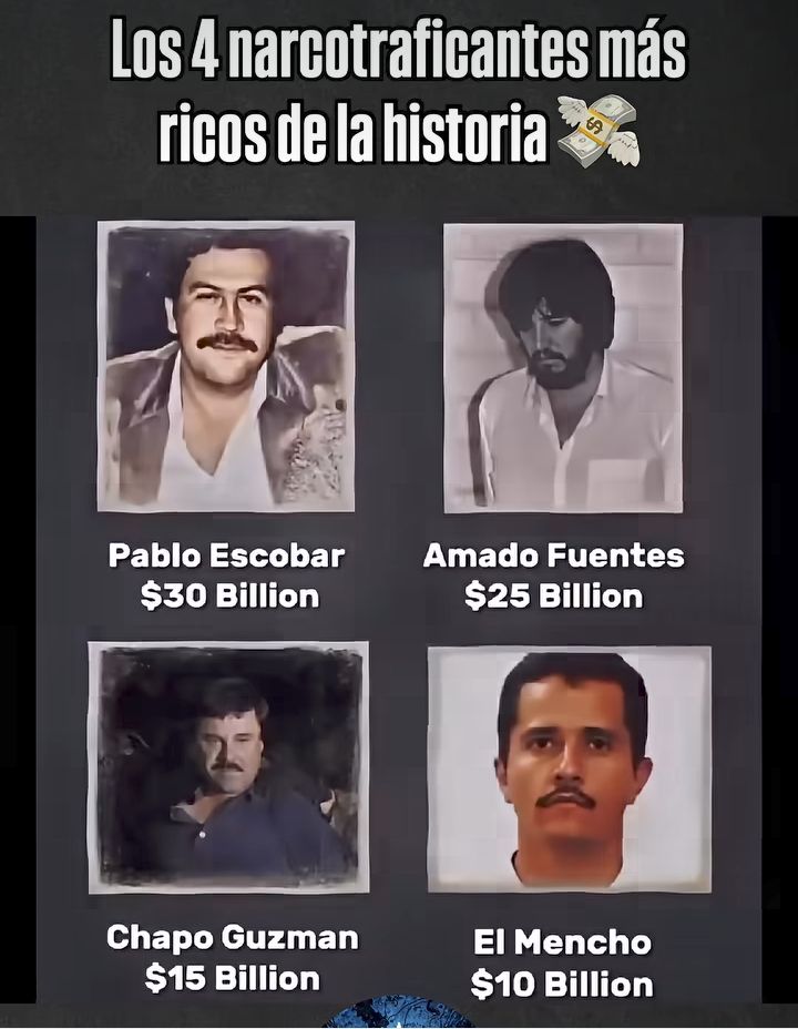 🔴🔴 Está información puede ser real pero aquí falta el Narco más rico que todos estos y no lo mencionan, me refiero a Ismael Zambada García (a) "El Mayo".

Imagínense si estos, será verdad o mentira la información expuesta aquí, tienen esta cantidad, pues "El Mayo", tiene el