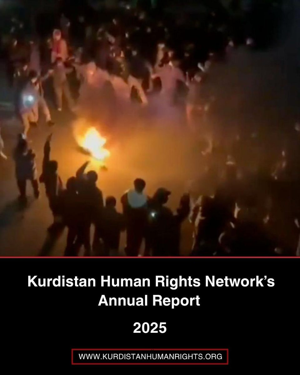 KurdistanHRN_En's tweet image. Annual Report on Human Rights Situation - 2025

🔹561 Kurdish civilians arrested – incl. 16 children
🔹123 Kurdish activists &amp;amp; civilians sentenced
🔹9 Kurdish political prisoners at risk of execution
🔹122 prisoners executed
🔹26 Kurdish women killed in femicide cases
🔹19