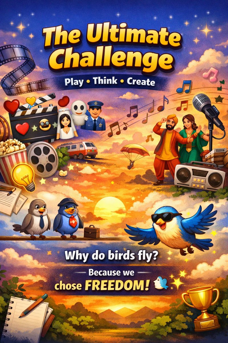 PagesOfSushmita's tweet image. A fun 3-level creativity challenge 🎮
🎬 movies from emojis
🎵 songs from translations
😂 “Why do birds fly?”
Because they chose freedom over being human 🐦✨
👉 Panchi, nadiya, pawan ke jhoke…

Which level would YOU enjoy most? 😄
#WritingCommunity #Creativity #Fun