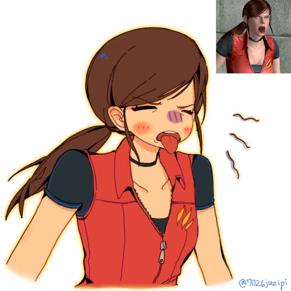 7026juzipi's tweet image. 画不出原版十分之一的蠢萌感ww #ClaireRedfield #ResidentEvil