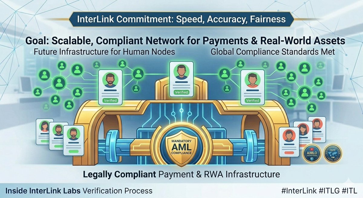 Rithwikred80571's tweet photo. InterLink’s goal: a scalable, legally compliant network for RWAs and payments. Verify for token distribution and global standards! We commit to zero unfair behavior.  🌐🔗 #InterLink #ITLG #ITL #RWA #KYCProcess #AIVerification #BlockchainData https://t.co/oY6LWQkwkN