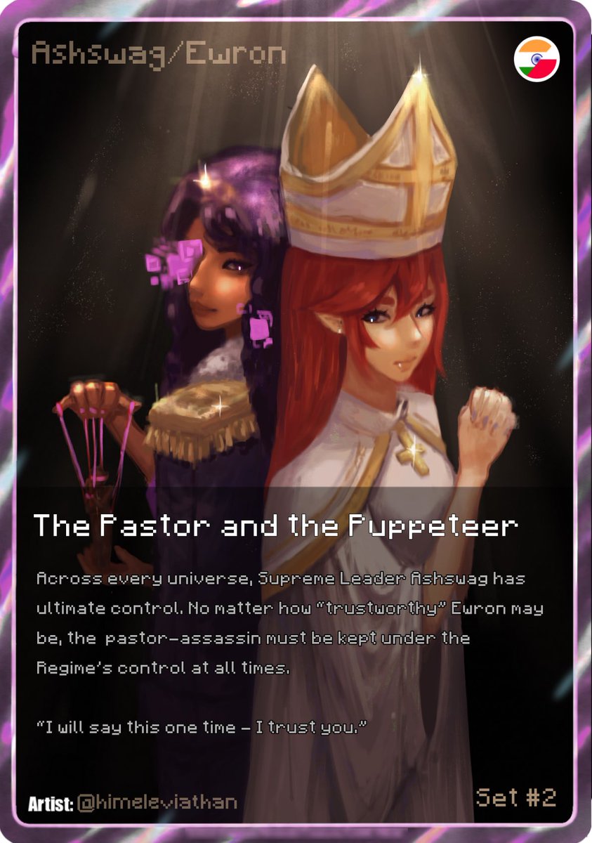 himeleviathan's tweet image. variations of my qsmp tcg card submission ^^ i gotta draw somebody else other than ash or ewron either molly or tina next

#qsmp2 #ashswag #ewron #assassinduo
