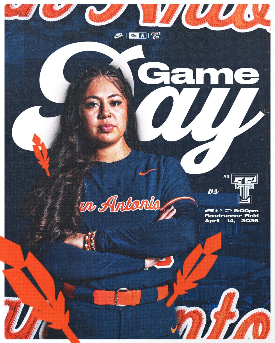 UTSASoftball's tweet image. Facing the Red Raiders! 

🆚: Texas Tech 
⌚:  6:00 p.m.
📍: San Antonio
🏟: Roadrunner Field
🎟️: goUTSA.com/sbtickets
📺: goUTSA.com/sblive
📈: goUTSA.com/sbstats

#BirdsUp 🤙 | #LetsGo210 | #PluckEm 🪶