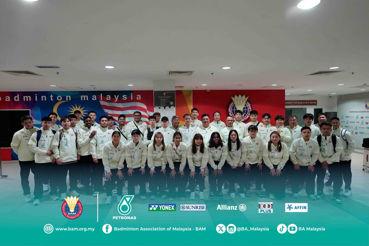 BA_Malaysia's tweet photo. Off to Denmark ✈️🏸

Our national squad departs as they gear up for their centralised training camp in Herning ahead of the Thomas & Uber Cup 2026 in Horsens.

The nation stands behind you 🇲🇾
Fight hard and make Malaysia proud! 🔥

Selamat berjuang 🫡

#GemilangkanLagi
#TUC2026
#BadmintonMalaysia
#DemiMalaysia
