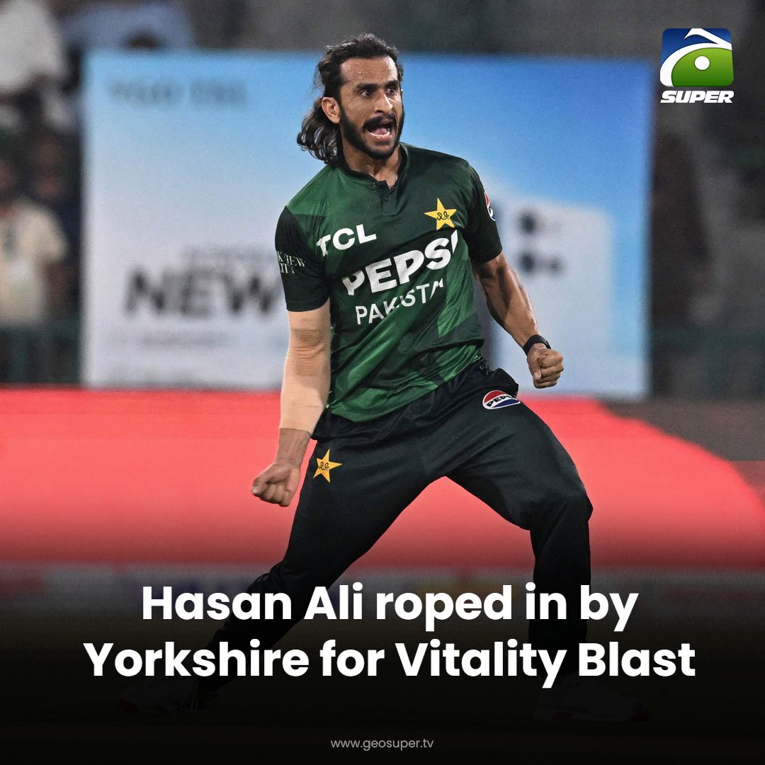 geosupertv's tweet photo. Hasan set for another Vitality Blast stint! 🧐
Read More: https://t.co/g6DuQF0fM3
#HasanAli #YorkshireCCC #VitalityBlast https://t.co/AAeWfCEe1x
