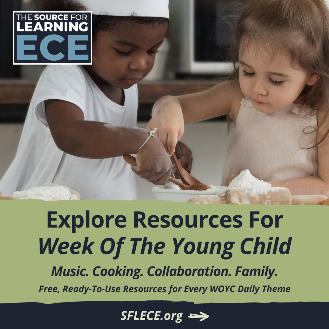 SFLECEI's tweet photo. Join us for NAEYC's 100th Week of the Young Child. 500 new experiences just added from music, food, cooking, art, family, plus more, all ready to go, anytime in our free SFL ECE Resource Portal. 

Log In or Sign Up: https://t.co/sGdKJR4yoG https://t.co/dZwg9QkydY