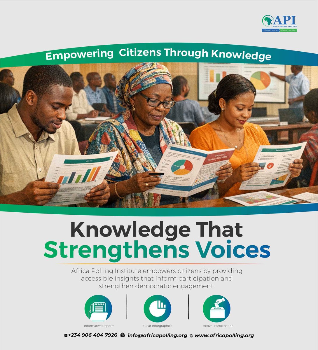 AfricaPolling's tweet image. With the Reports produced from our various Researches, the citizens are equipped with knowledge that strengthens their voice. 

Want to Read our findings over the years? 

Visit our Website. 

Contact Us. 

#APIResearch #APIData #polling #reels #citizen