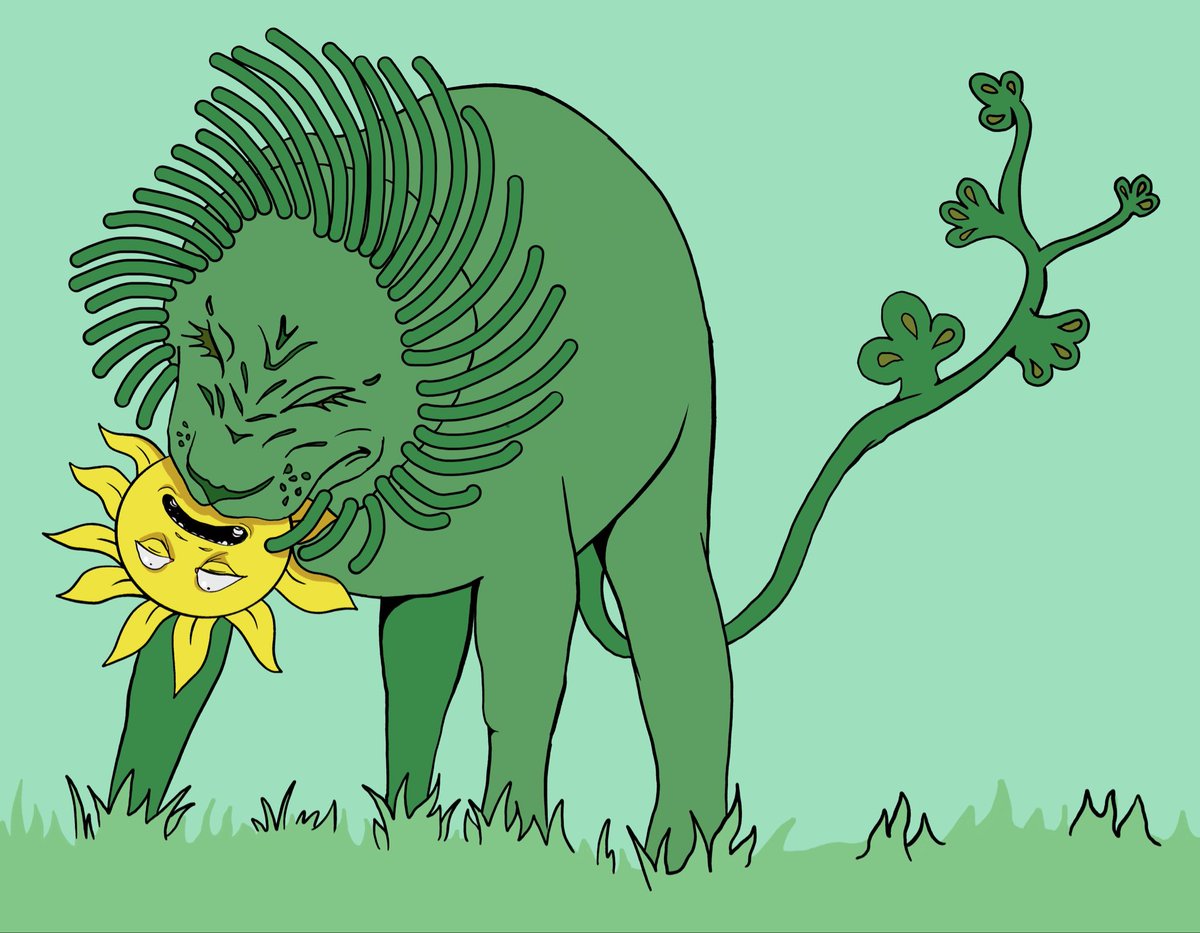 leafleo05's tweet photo. Green Lion Illustrations https://t.co/OV2SimBvop