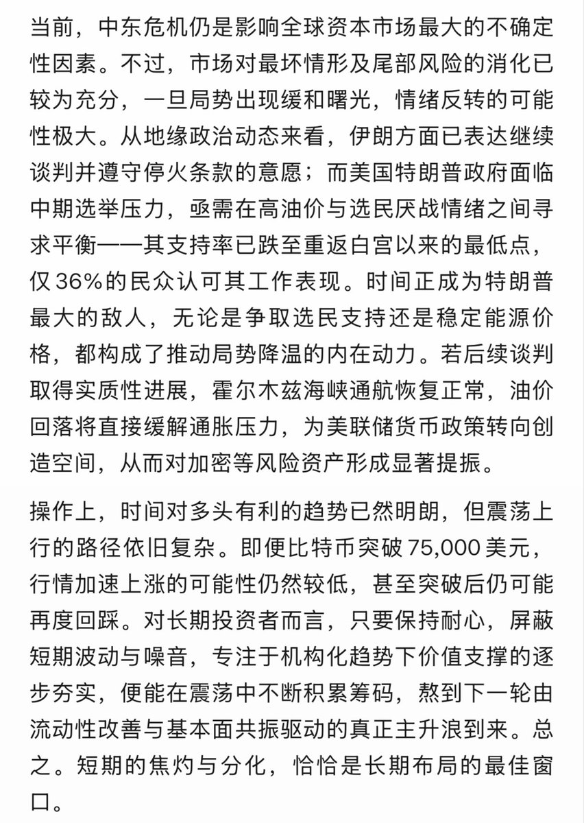 BISHICPS's tweet photo. 4月14日行情分析—币市操盘手

再次突破75000，这一次还会“骗炮”吗？

对长期投资者而言，只要保持耐心，屏蔽短期波动与噪音，专注于机构化趋势下价值支撑的逐步夯实，便能在震荡中不断积累筹码，熬到下一轮由流动性改善与基本面共振驱动的真正主升浪到来。

原文链接：https://t.co/1R8CVJk0Qc https://t.co/cgOrWLIEnc